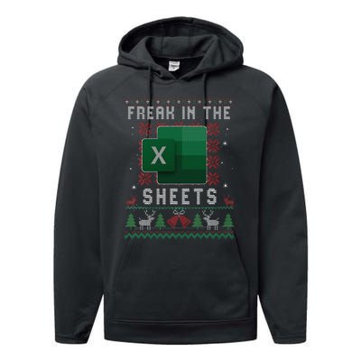 Excel Freak in the Sheets Spreadsheet Ugly Sweater xmas  Performance Fleece Hoodie