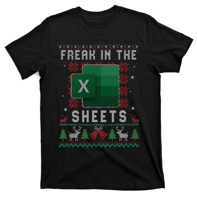 Excel Freak in the Sheets Spreadsheet Ugly Sweater xmas  T-Shirt