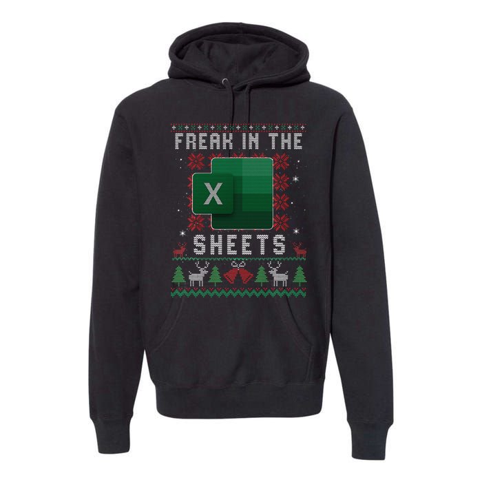 Excel Freak in the Sheets Spreadsheet Ugly Sweater xmas  Premium Hoodie