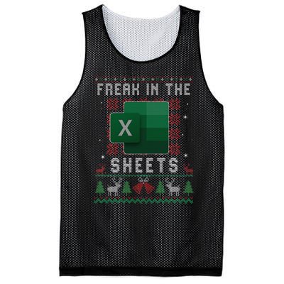 Excel Freak in the Sheets Spreadsheet Ugly Sweater xmas  Mesh Reversible Basketball Jersey Tank