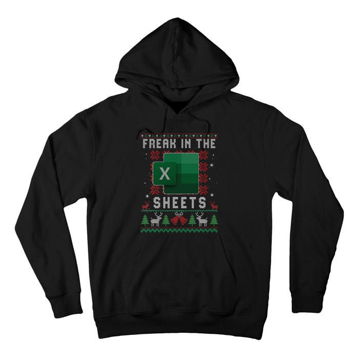 Excel Freak in the Sheets Spreadsheet Ugly Sweater xmas  Tall Hoodie