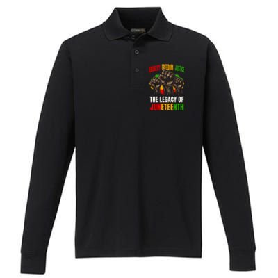 Equality Freedom Justice The Legacy Of Junenth Meaningful Gift Performance Long Sleeve Polo