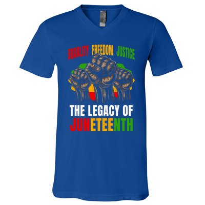 Equality Freedom Justice The Legacy Of Junenth Meaningful Gift V-Neck T-Shirt