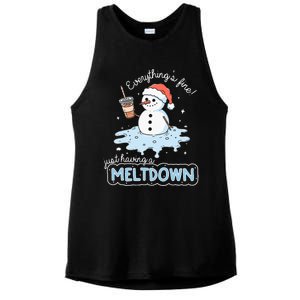 EverythingS Fine Just Having Meltdown Snowman Winter Ladies PosiCharge Tri-Blend Wicking Tank