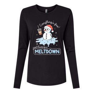 EverythingS Fine Just Having Meltdown Snowman Winter Womens Cotton Relaxed Long Sleeve T-Shirt