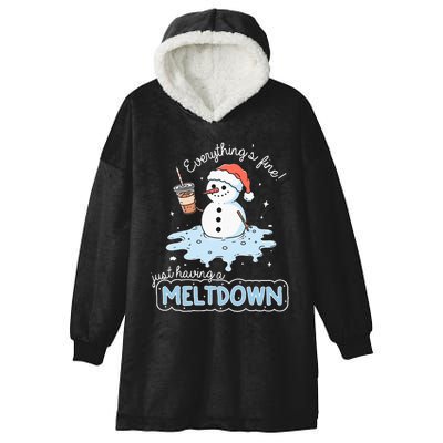 EverythingS Fine Just Having Meltdown Snowman Winter Hooded Wearable Blanket