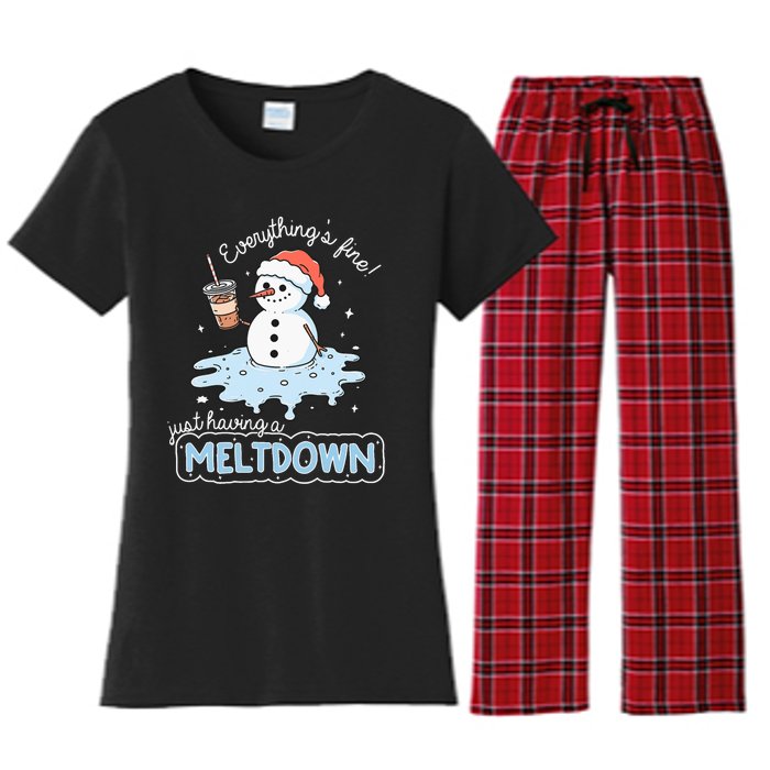 EverythingS Fine Just Having Meltdown Snowman Winter Women's Flannel Pajama Set