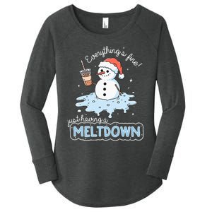 EverythingS Fine Just Having Meltdown Snowman Winter Women's Perfect Tri Tunic Long Sleeve Shirt