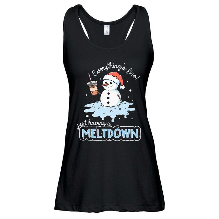 EverythingS Fine Just Having Meltdown Snowman Winter Ladies Essential Flowy Tank