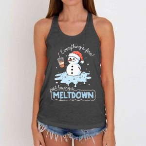 EverythingS Fine Just Having Meltdown Snowman Winter Women's Knotted Racerback Tank