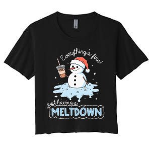 EverythingS Fine Just Having Meltdown Snowman Winter Women's Crop Top Tee