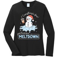 EverythingS Fine Just Having Meltdown Snowman Winter Ladies Long Sleeve Shirt