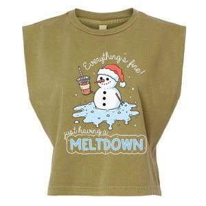 EverythingS Fine Just Having Meltdown Snowman Winter Garment-Dyed Women's Muscle Tee