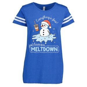 EverythingS Fine Just Having Meltdown Snowman Winter Enza Ladies Jersey Football T-Shirt