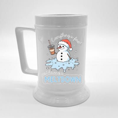 EverythingS Fine Just Having Meltdown Snowman Winter Beer Stein