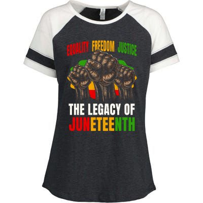 Equality Freedom Justice The Legacy Of Junenth Gift Enza Ladies Jersey Colorblock Tee