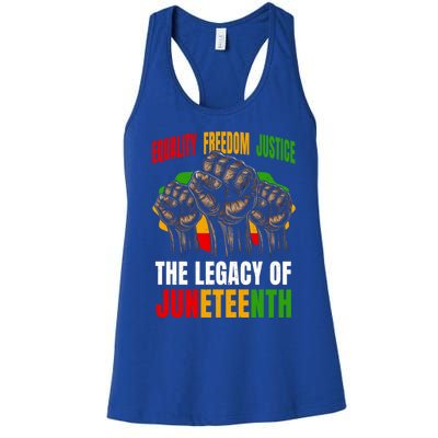 Equality Freedom Justice The Legacy Of Junenth Gift Women's Racerback Tank