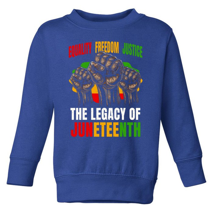 Equality Freedom Justice The Legacy Of Junenth Gift Toddler Sweatshirt