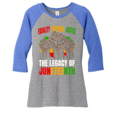 Equality Freedom Justice The Legacy Of Junenth Gift Women's Tri-Blend 3/4-Sleeve Raglan Shirt