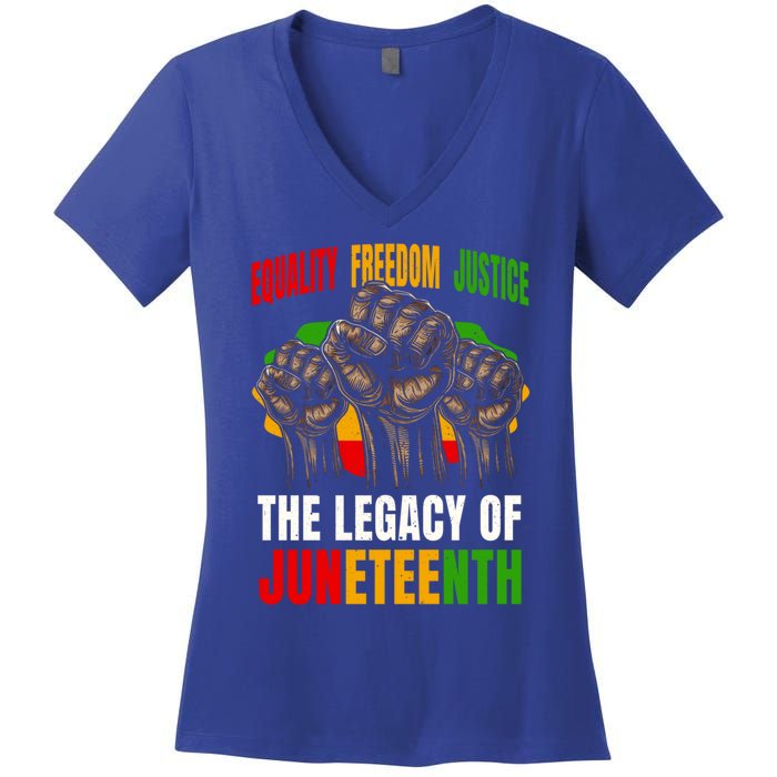 Equality Freedom Justice The Legacy Of Junenth Gift Women's V-Neck T-Shirt