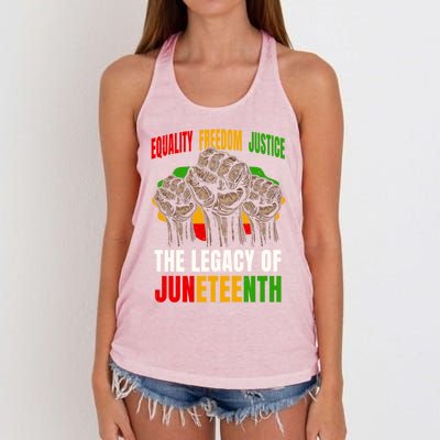 Equality Freedom Justice The Legacy Of Junenth Gift Women's Knotted Racerback Tank