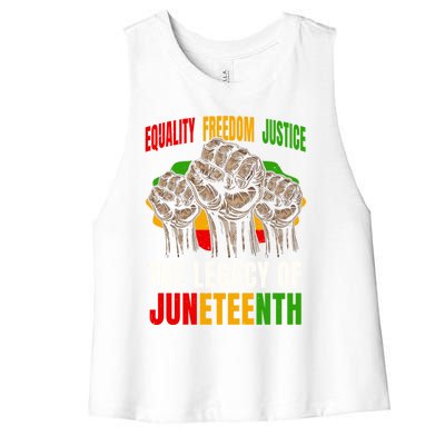 Equality Freedom Justice The Legacy Of Junenth Gift Women's Racerback Cropped Tank