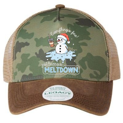 EverythingS Fine Just Having Meltdown Snowman Winter Legacy Tie Dye Trucker Hat