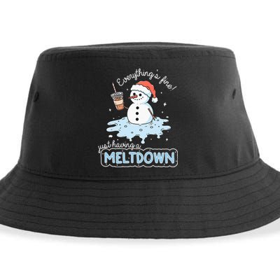 EverythingS Fine Just Having Meltdown Snowman Winter Sustainable Bucket Hat