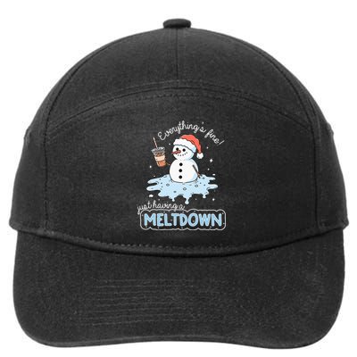 EverythingS Fine Just Having Meltdown Snowman Winter 7-Panel Snapback Hat