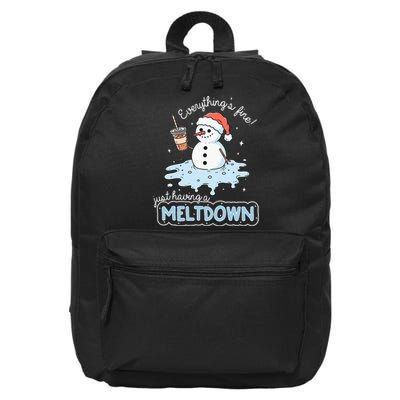 EverythingS Fine Just Having Meltdown Snowman Winter 16 in Basic Backpack