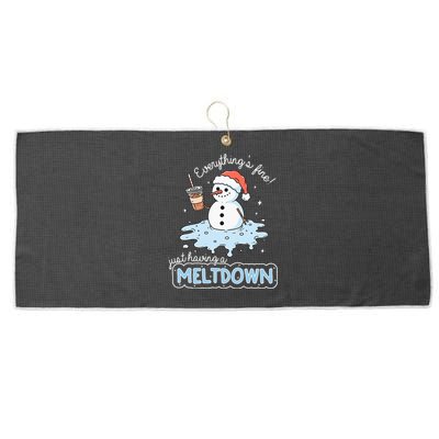 EverythingS Fine Just Having Meltdown Snowman Winter Large Microfiber Waffle Golf Towel