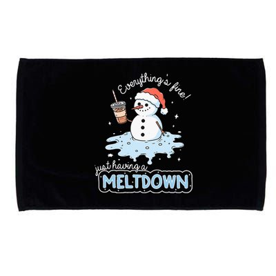 EverythingS Fine Just Having Meltdown Snowman Winter Microfiber Hand Towel