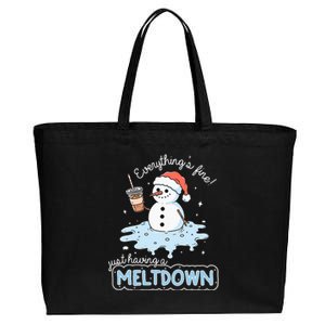 EverythingS Fine Just Having Meltdown Snowman Winter Cotton Canvas Jumbo Tote