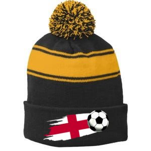 England Flag Jersey England Soccer Team England Stripe Pom Pom Beanie