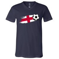 England Flag Jersey England Soccer Team England V-Neck T-Shirt