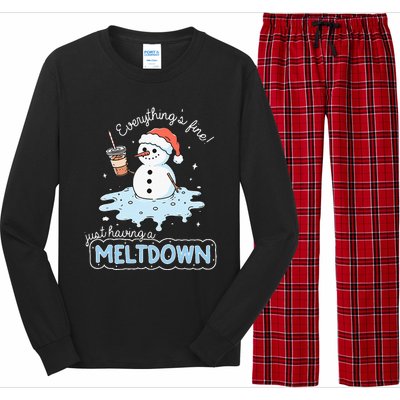 EverythingS Fine Just Having Meltdown Snowman Winter Long Sleeve Pajama Set