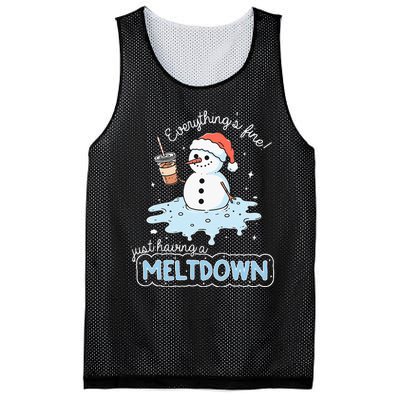 EverythingS Fine Just Having Meltdown Snowman Winter Mesh Reversible Basketball Jersey Tank