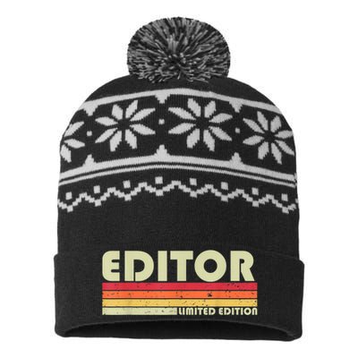 EDITOR Funny Job Title Profession Birthday Worker Idea USA-Made Snowflake Beanie