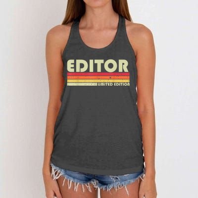 EDITOR Funny Job Title Profession Birthday Worker Idea Women's Knotted Racerback Tank