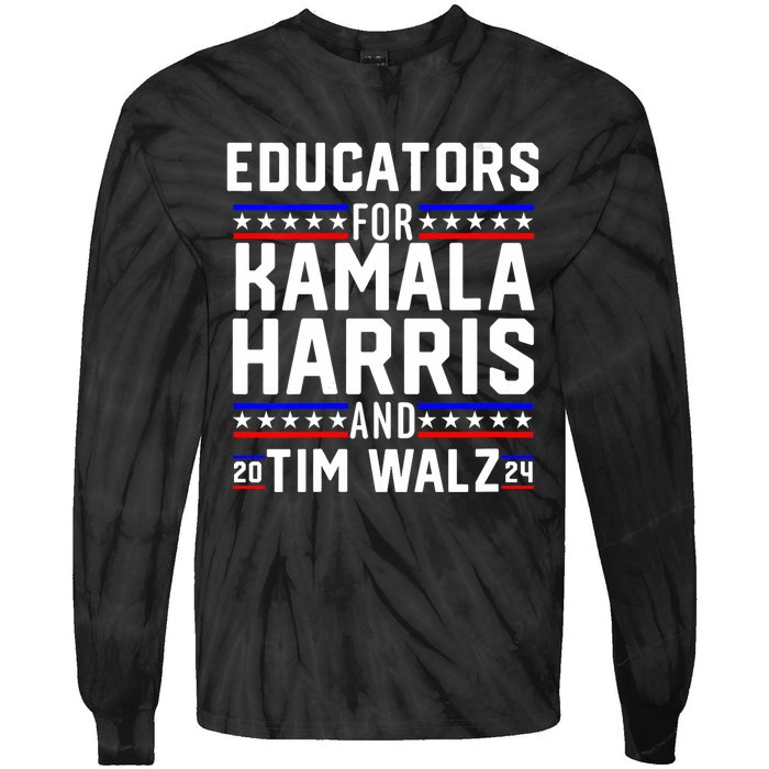 Educators For Kamala Harris Tim Walz 2024 For President Vp Tie-Dye Long Sleeve Shirt