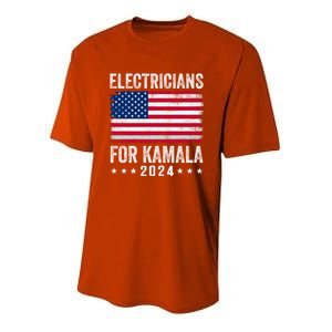 Electricians For Kamala 2024 Gift Youth Performance Sprint T-Shirt