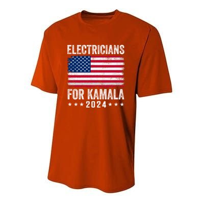 Electricians For Kamala 2024 Gift Youth Performance Sprint T-Shirt