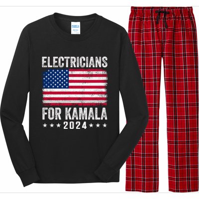 Electricians For Kamala 2024 Gift Long Sleeve Pajama Set