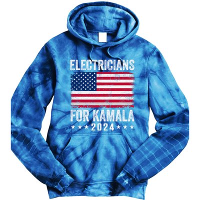 Electricians For Kamala 2024 Gift Tie Dye Hoodie