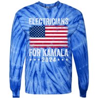 Electricians For Kamala 2024 Gift Tie-Dye Long Sleeve Shirt