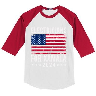 Electricians For Kamala 2024 Gift Kids Colorblock Raglan Jersey