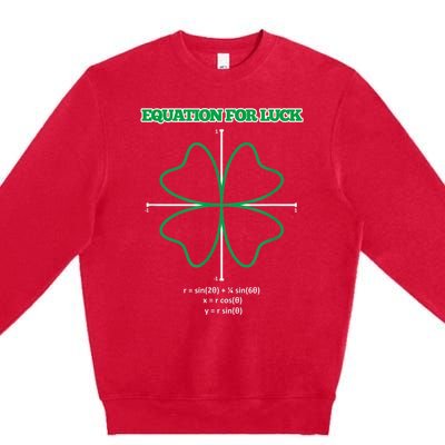 Equation for Luck Clover Irish Math Funny Teacher Gift Idea Premium Crewneck Sweatshirt