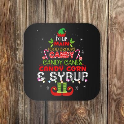 Elf Four Main Food Groups Christmas Coaster