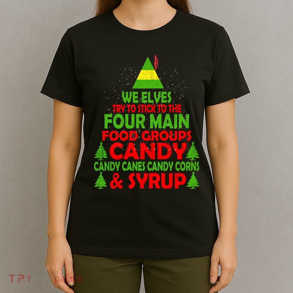 Elf Four Main Food Groups Buddy Christmas Pajama T-Shirt