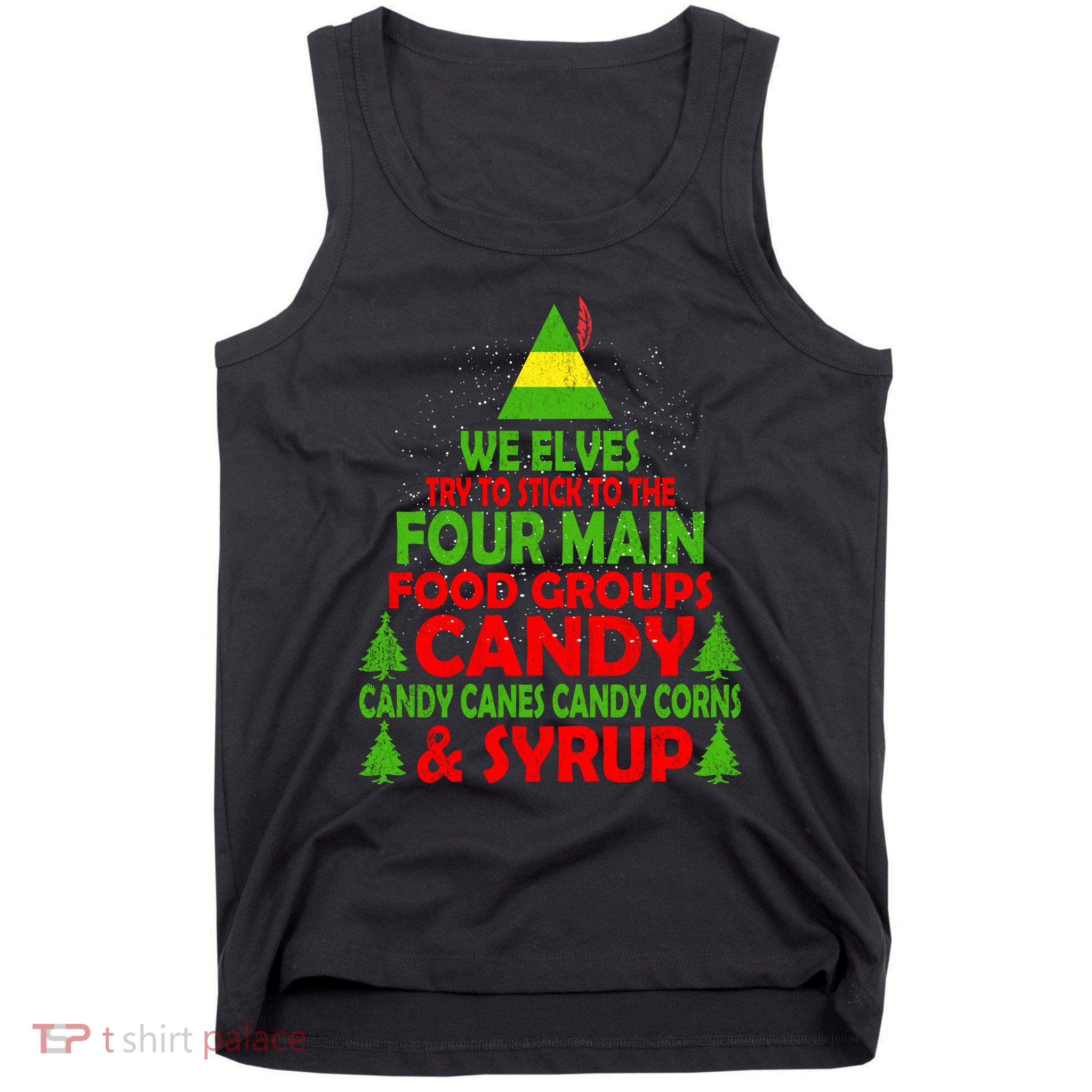 Elf Four Main Food Groups Buddy Christmas Pajama Tank Top